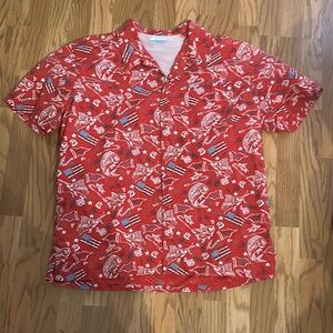 Columbia Red Floral Casual Button Down Shirt